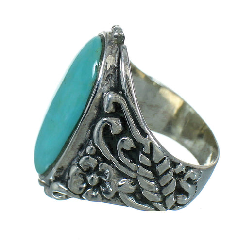 Southwest Turquoise Silver Flower Ring Size 6-1/4 YX85445